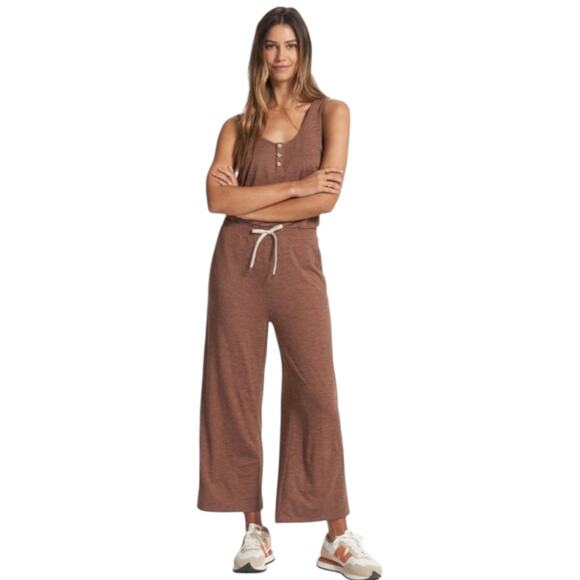 Vuori Falls Jumpsuit Almond Heather XL Wide Leg One Piece Athleisure Brown - Picture 1 of 11